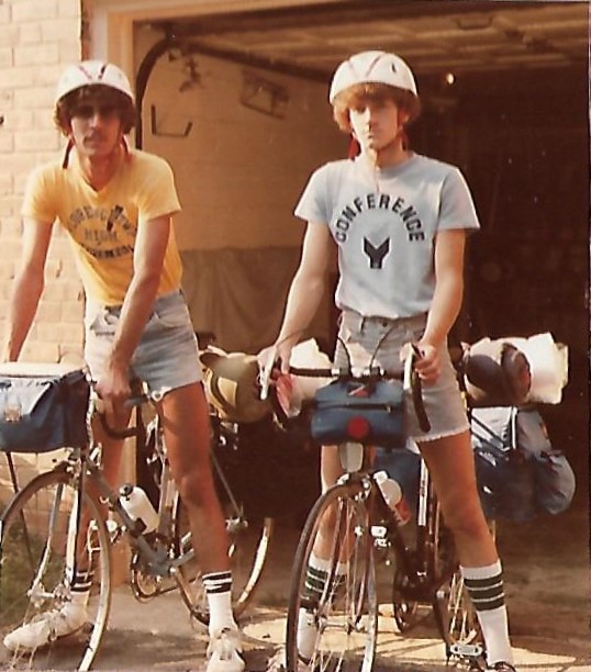 Dave on right, heading out for 2 weeks of Bikepacking in early 80's